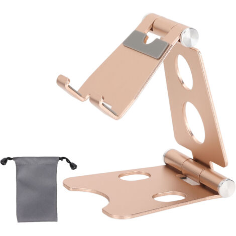 Support de Téléphone Réglable Multi-Angles, Base Stable avec Fixations Multiples, Support de Bureau Durable pour PC et Ordinateur Portable, Doré (1/5)