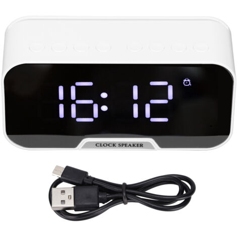 Enceinte Bluetooth Multifonction D-88 avec Double Réveil, Portable pour Bureau et Chambre, Blanc (1/5)