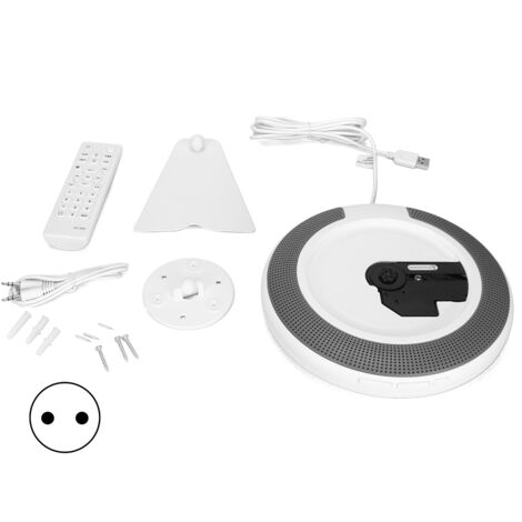 Lecteur CD Portable avec Support Murale, Bluetooth, Radio FM et Télécommande - Alimentation 100‑240V EU (1/5)