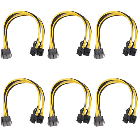 6 Pièces Câble d'Alimentation PCI-E 8 Broches Femelle vers Double Mâle 8 Broches, Adaptateur pour Carte Graphique et Accessoires PC (1/5)