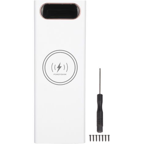 Boîtier Batterie 18650 DIY 22.5W Charge Rapide 15W Sans Fil avec Écran LCD et Entrée Type-C Micro Blanc (1/5)