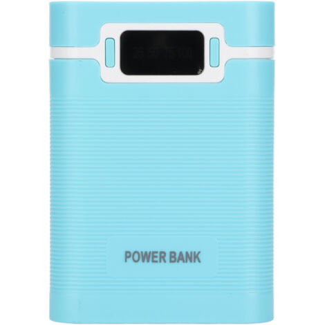 Chargeur de banque d'alimentation portable DIY pour 4 piles 18650 avec écran LCD, double entrée micro USB et boîtier de capacité bleu (1/5)