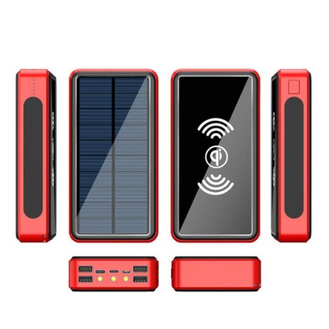 Power Bank Solaire 50000mAh Étanche avec Charge Sans Fil et 4 Ports USB - Capacité Élevée pour Randonnée et Camping