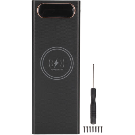 Boîtier de Batterie 18650 DIY 22.5W Charge Rapide 15W Sans Fil avec Écran LCD et Entrée Type-C/Micro Noir (1/5)