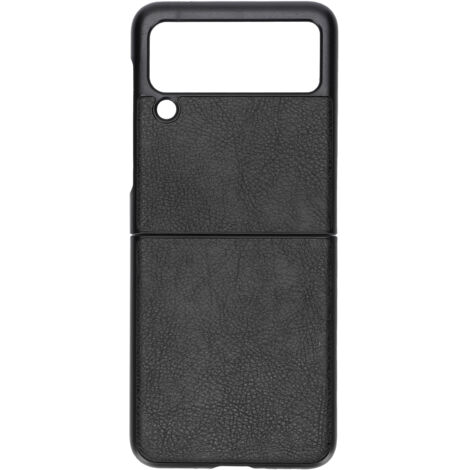 Coque Samsung Galaxy Z Flip 3 en Cuir Motif Litchi, Protection Totale Antichoc Noir (1/5)