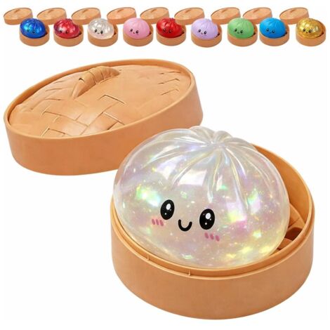 Dumpling Sensoriel Pailleté, Jouet Antistress à Presser Transparent avec Boîte (1/5)