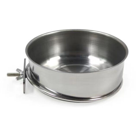 Bol à graines pour perrochet en acier inoxydable avec support de fixation - Mangeoire et abreuvoir pour cage d'oiseaux (1/5)