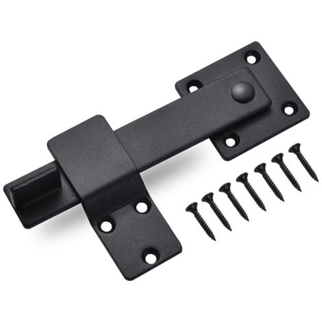 Loquet coulissant 5,5" pour portes de grange, portail, clôture et abri, en métal robuste et fer épais, sécurité renforcée, finition noir mat. (1/4)