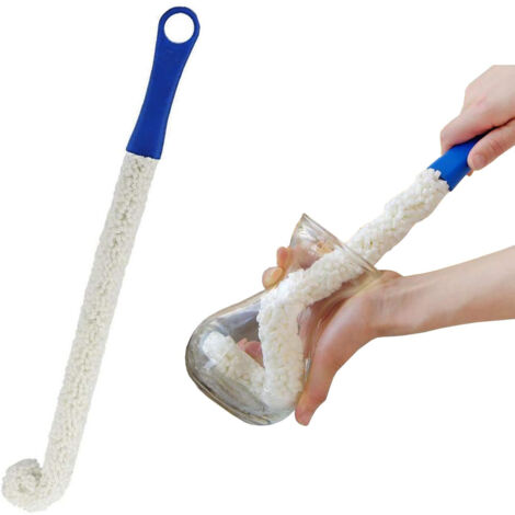Nettoyeur à Brosses Longues pour Carafes et Gourdes – 42 cm Flexible en Mousse pour Vases, Verres, Biberons et Vaisselle en Verre (1/4)