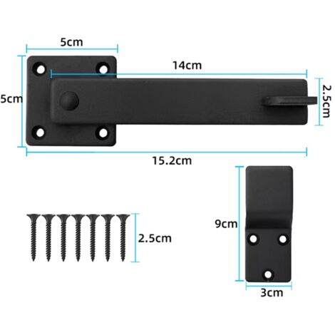 Loquet de Porte Coulissante - Verrou Tournant 360° avec Pêne de 5,5 Pouces, Poignée Robuste pour Portes d'Étable, Grilles en Bois, Clôtures et Armoires, Serrure Métallique Anti-Rouille pour Intérieur/ (1/5)