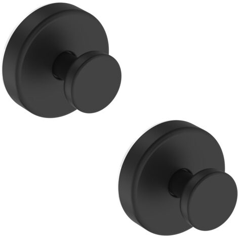 Crochet de Ventouse pour Salle de Bain, Accroche-Serviette Amovible pour Porte Fenêtre Mur en Verre, Support pour Peignoir Décoratif - Lot de 2, Noir (1/5)