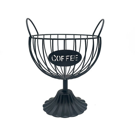 Porte-crème à café grande capacité - Organisateur de comptoir pour dosettes, espresso, capsules et crémier - Décor café (Noir) (1/3)