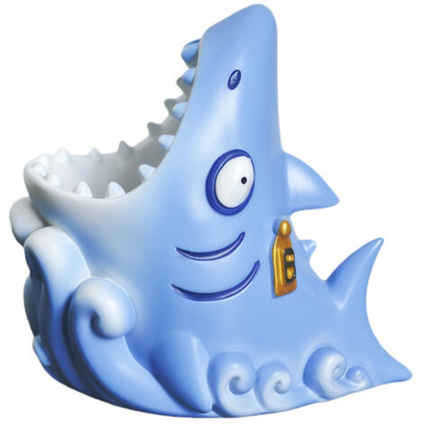Organisateur Multifonction Résine Requin Mignon : Porte-Brosse à Dents, Rangement Pinceaux Maquillage et Porte-Stylos, Antidérapant, Décoratif Bureau/Salle de Bain, Décoration Requin (1/5)