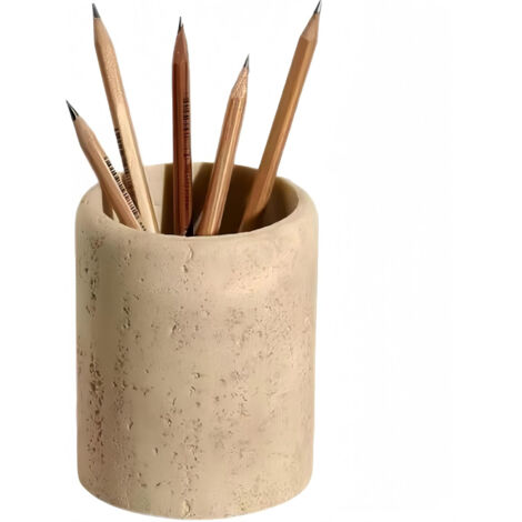 Porte-stylo design en grès pour bureau - Organisateur de pinceaux maquillage esthétique - Décoration d'espace de travail et accessoires de bureau (1/5)