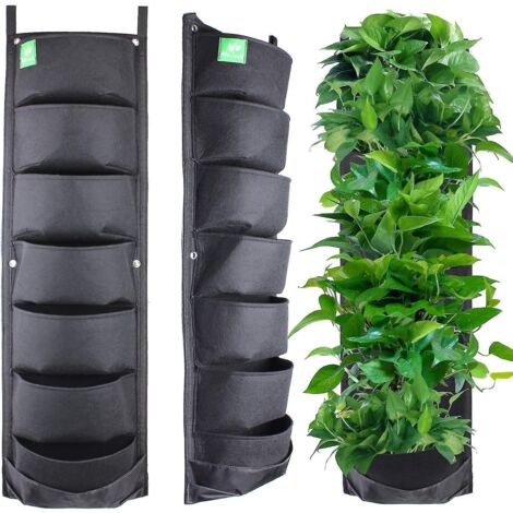 Jardinière suspendue, jardinière murale verticale à 7 poches pour plantes d'intérieur, décoration de jardin, cour ou maison - (1/4)