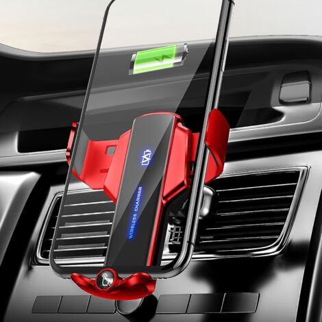 Chargeur de voiture sans fil pour tous les smartphones, charge rapide Qi 15 W, support de téléphone de voiture à fixation automatique pour grille d'aération - C (1/5)