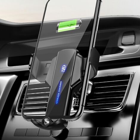Chargeur de voiture sans fil pour tous les smartphones, charge rapide Qi 15 W, support de téléphone de voiture à fixation automatique pour grille d'aération - A (1/5)