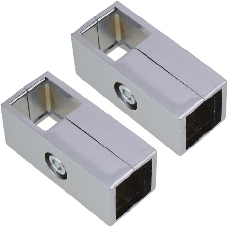2 connecteurs carrés argentés pour tubes de 2,5 cm - Raccord de fixation à 2 voies pour tubes de 2,5 cm (1/5)