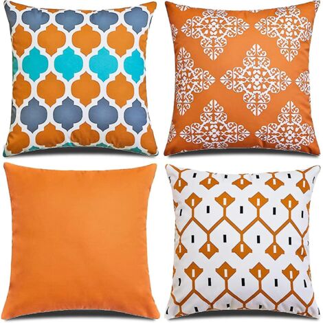 Housses de coussin 45 x 45 cm (lot de 4), housses de coussin décoratives pour canapé et chambre, orange. (1/5)