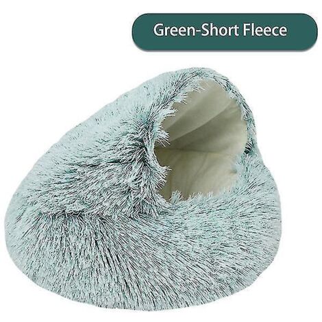 Nouveau lit-niche rond et doux en peluche 2 en 1 avec capuche pour chat et chien, idéal pour l'hiver. Convient également aux petits chiens et chats. Nid pour animaux de compagnie - 50 cm (1/4)