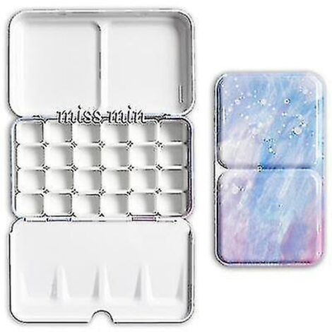 Boîte de rangement en fer pour palettes vides étoilées 24/48 cases avec demi-godets pour aquarelle/huile/acrylique. (1/4)