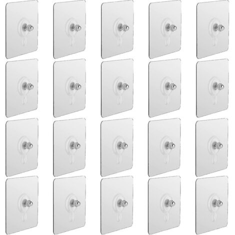 Lot de 20 clous de suspension auto-adhésifs, crochets muraux à vis sans perçage, étanches, pour salle de bain et cuisine. (1/5)