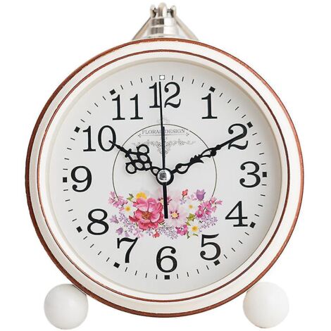 Réveil vintage à piles, veilleuse en métal, super silencieux, horloge à quartz de table ou de bureau. (1/5)