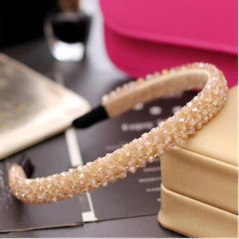 Bandeau à cheveux fait main avec perles, serre-tête large à 4 rangées de cristaux pour femmes et filles, idéal pour les fêtes. (1/5)