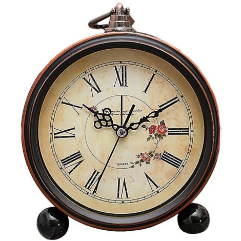Réveil vintage à piles, veilleuse en métal, super silencieux, horloge à quartz de table ou de bureau. (1/3)