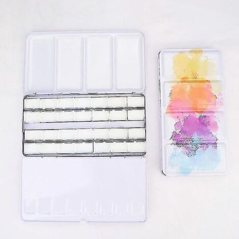 Boîte de rangement en fer pour palettes vides étoilées 24/48 cases avec demi-godets pour aquarelle/huile/acrylique. (1/4)