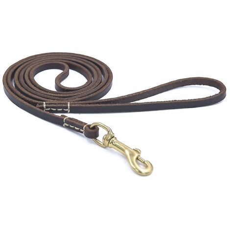 Laisse en cuir marron pour l'éducation canine ou le dressage en extérieur - idéale pour les chiens de tous niveaux - (1/5)