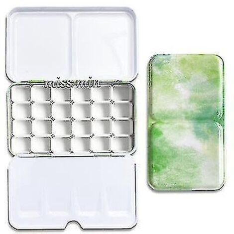 Boîte de rangement en fer pour palettes vides étoilées 24/48 cases avec demi-godets pour aquarelle/huile/acrylique. (1/4)