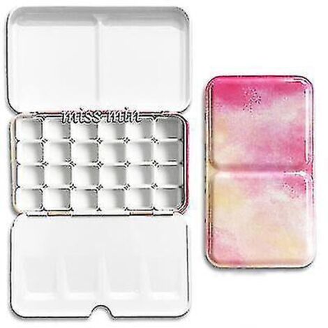 Boîte de rangement en fer pour palettes vides étoilées 24/48 cases avec demi-godets pour aquarelle/huile/acrylique. (1/4)