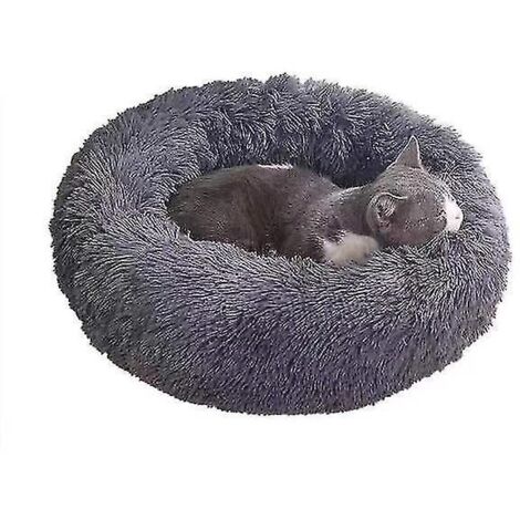 Nouveau lit-niche rond et moelleux 2 en 1 avec capuche pour chat et chien, idéal pour l'hiver. Convient également aux petits chiens et chats. Nid pour animaux de compagnie - 40 cm (1/4)