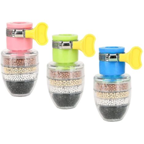 Lot de 3 filtres à eau à charbon actif pour robinet, filtration 6 couches, mini filtre à eau pour robinet, buse de robinet - (1/4)
