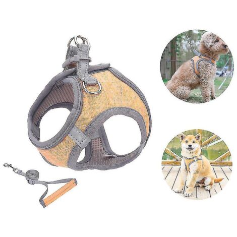 Harnais pour petit chien, harnais pour chiot, ensemble harnais et laisse souples avec collier réfléchissant - M (1/3)