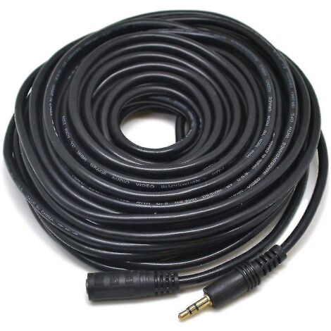 Mini-câble stéréo - Câble d'extension 15 m, mini-câble audio stéréo 3,5 mm, câble long noir (1/3)