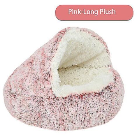 Nouveau lit-niche rond et moelleux 2 en 1 avec capuche pour chat et chien, idéal pour l'hiver. Convient également aux petits chiens et chats. Nid pour animaux de compagnie - 40 cm (1/4)