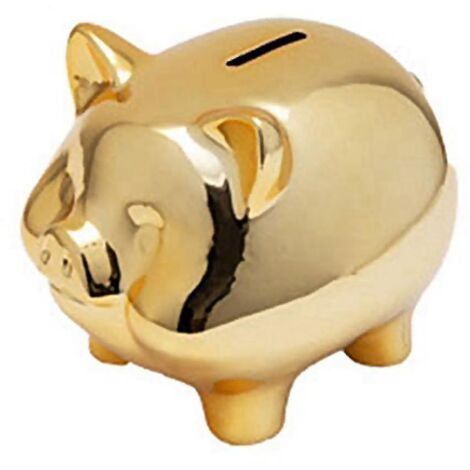 Tirelire cochon en céramique dorée, décoration intérieure mignonne et créative, cochon doré (1/4)