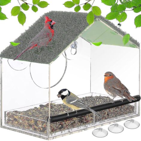 Mangeoire à oiseaux de fenêtre avec ventouses puissantes - (1/4)