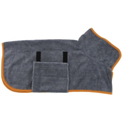 Peignoir-serviette pour chien à séchage rapide, ultra-absorbant, avec col et taille ajustables - XL (1/5)