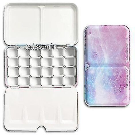 Boîte de rangement en fer pour palettes vides étoilées 24/48 cases avec demi-godets pour aquarelle/huile/acrylique. (1/4)
