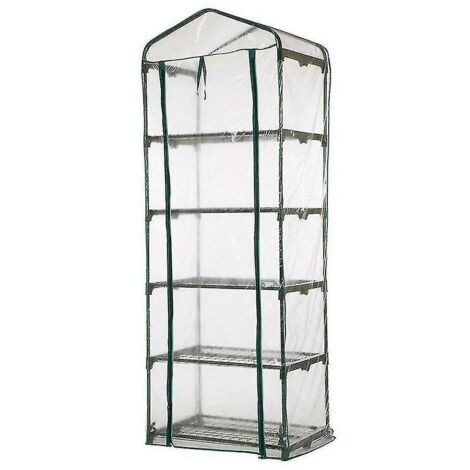 Serre de jardin pour plantes et légumes - Cadre de protection pour étagère - Couvercle en PVC transparent - 69 x 49 x 187 cm (1/3)