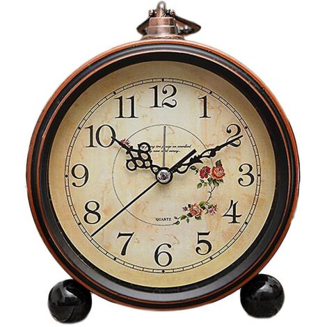 Réveil vintage à piles, veilleuse en métal, super silencieux, horloge à quartz de table ou de bureau. (1/5)