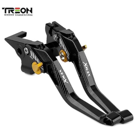 Leviers de frein et d'embrayage en aluminium usiné CNC pour motos Yamaha Xmax 125, 250, 300 et 400 (Xmax250, Xmax300, Xmax400) - Noir et or