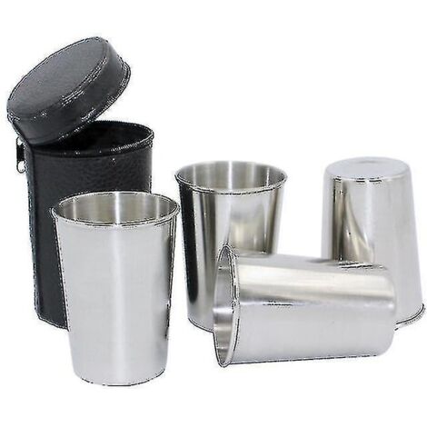 Verres à vin d'extérieur en acier inoxydable 150 ml, lot de 4, avec sac de transport et tasses empilables portables. (1/3)