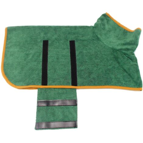 Peignoir/serviette de bain pour chien à séchage rapide, ultra-absorbant, avec col et taille ajustables - Grande taille (1/5)