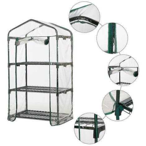 Serre de jardin pour plantes et légumes - Cadre de protection pour étagère - Couvercle en PVC transparent - 69 x 49 x 126 cm (1/4)
