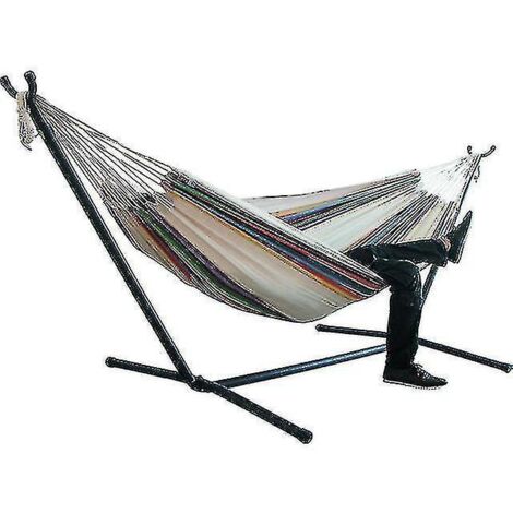 Hamac deux places pour camping, chaise suspendue épaisse, lit suspendu d'extérieur en toile, fauteuil à bascule, sans support, 200 x 150 cm. (1/3)