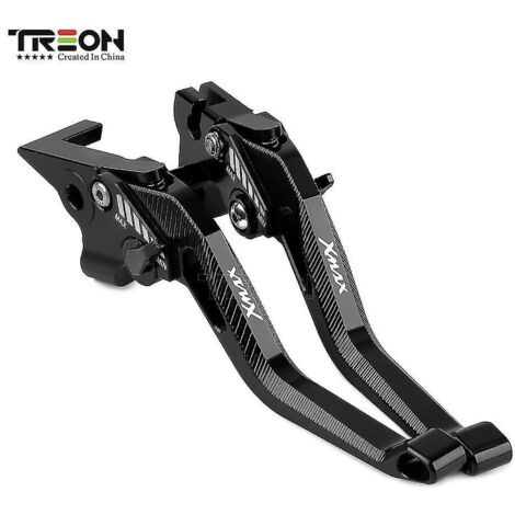 Leviers de frein et d'embrayage en aluminium CNC noirs pour motos Yamaha Xmax 125, 250, 300 et 400 (Xmax250, Xmax300, Xmax400). (1/5)